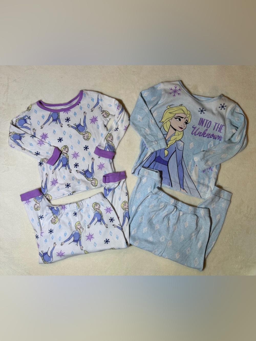 2 Pairs of Frozen Pajama Sets - Purple & Light Blue